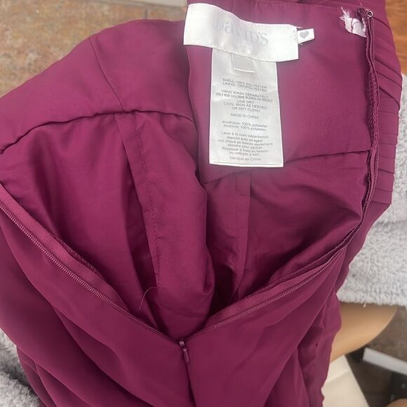 David’s Bridal Dress Sangria Maroon Long 💯 Polyester Strapless Gown Slimming - Picture 11 of 12